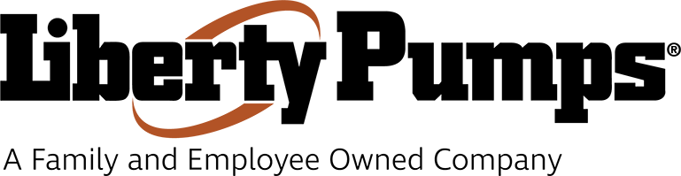 Liberty Pumps logo with orange swoosh design